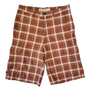 Cabelas Casuals Plaid Cargo Shorts Men 32 Outdoor Hiker Gorpcore Tactical Summer